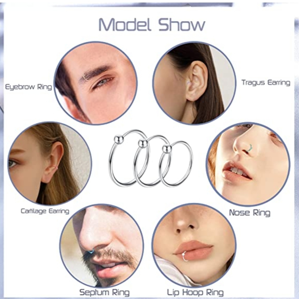 3 20g Nose Ring Hoops
